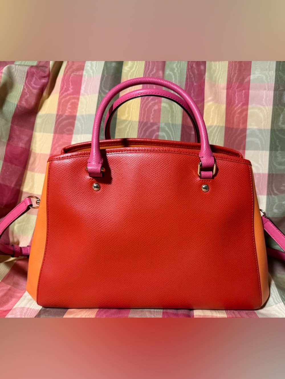 Coach Margot Leather Satchel Red/Orange/Pink F37248 - Picture 2 of 11